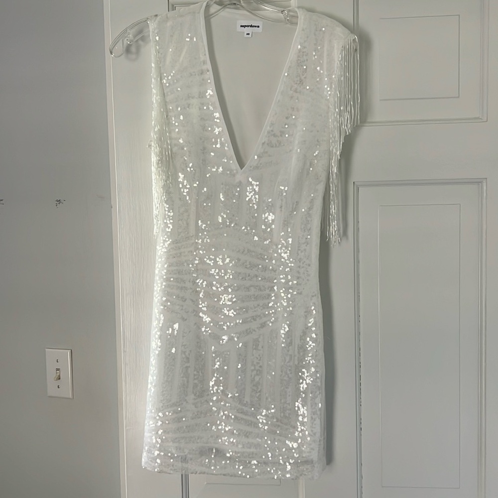 Superdown white sparkle mini dress